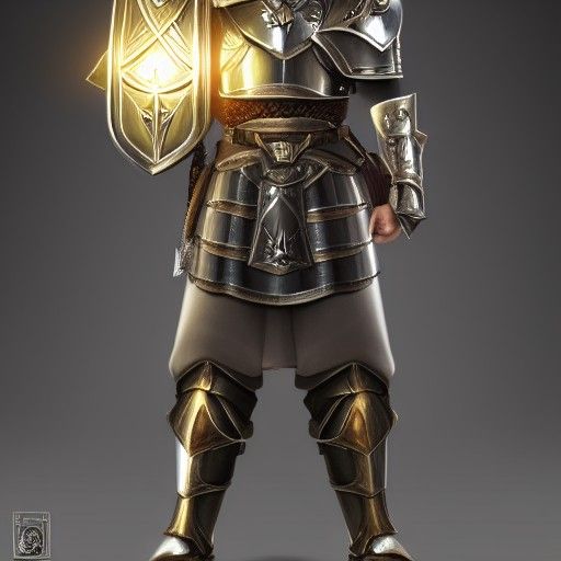 Detailed Paladin with Sword and Shield in 8K