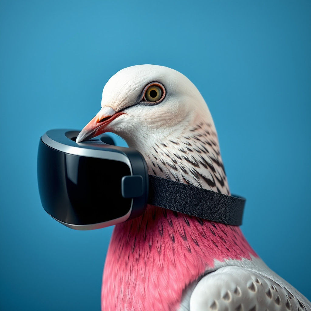 Dove Immersed in Virtual Reality: A Modern Portrait