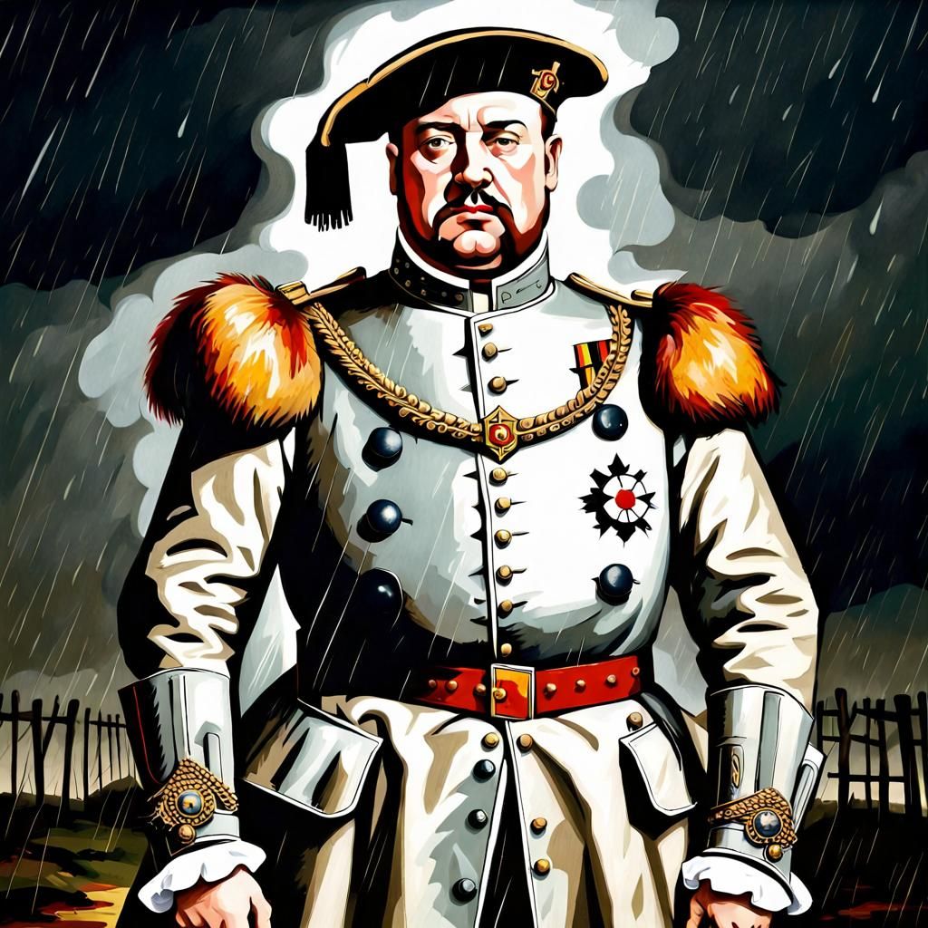 Henry VIII in WWI Trench, Baroque Renaissance Style