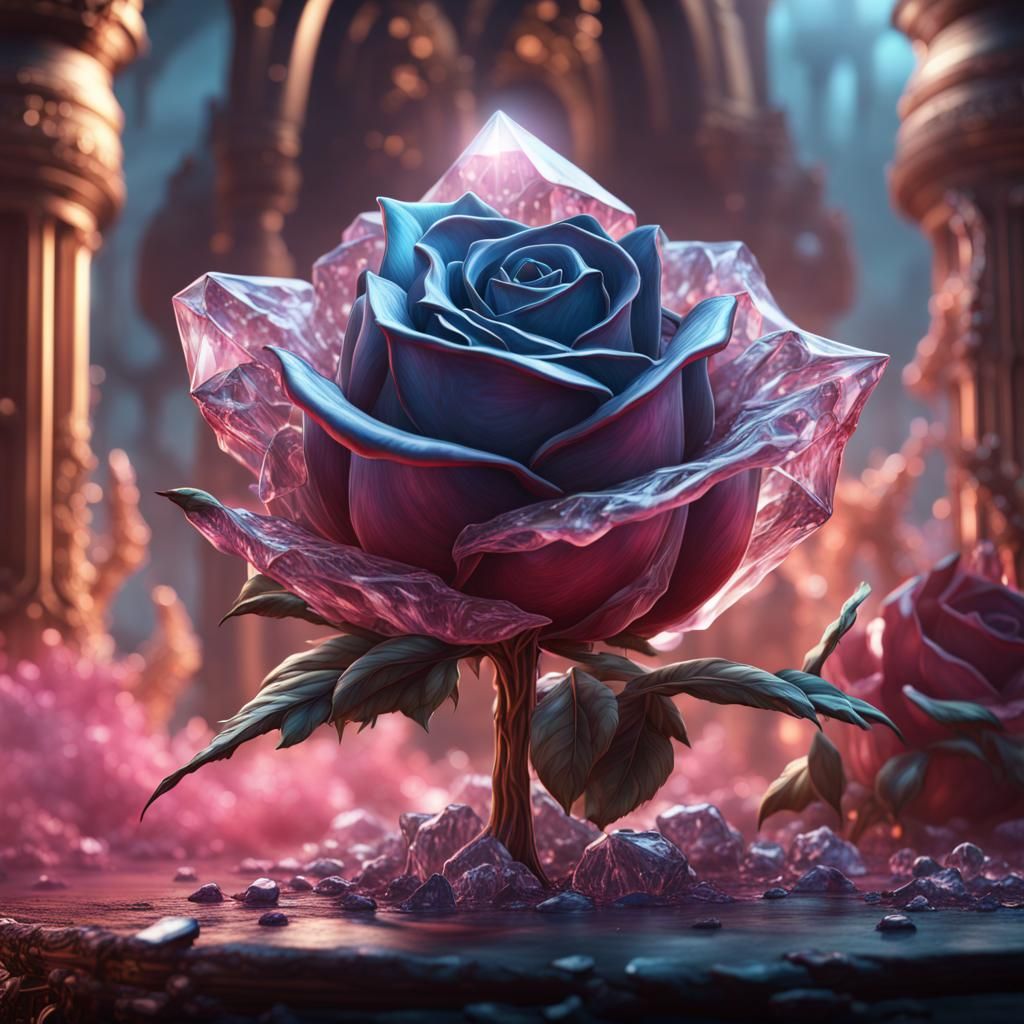 Detailed Crystal Rose Fantasy Concept Art
