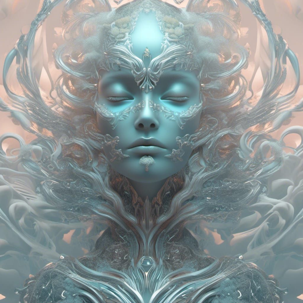 Ethereal Crystal Mermaid in Gigeresque Hues