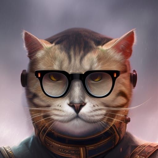 Angry Cat Selfie: Digital Art Portrait