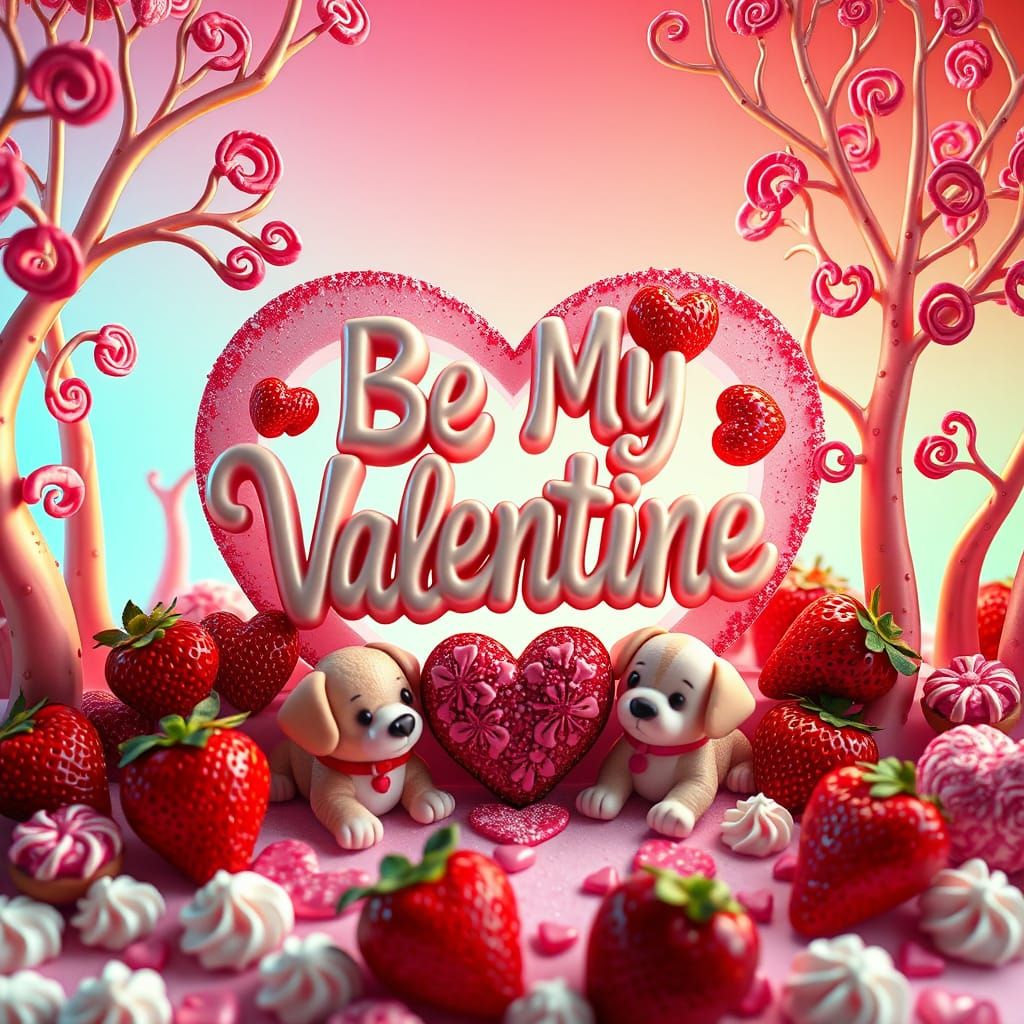 Whimsical Valentine's Day Scene in Hyperrealistic Lettering ...