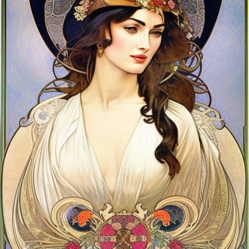 Megan Fox Portrait in Art Nouveau Style