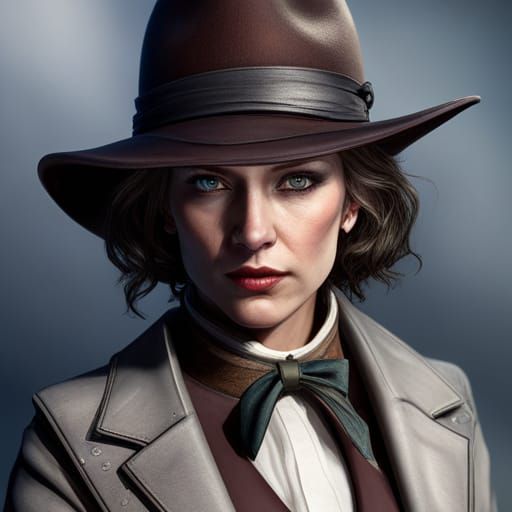 Detailed Female Gunslinger Concept Art in 8K