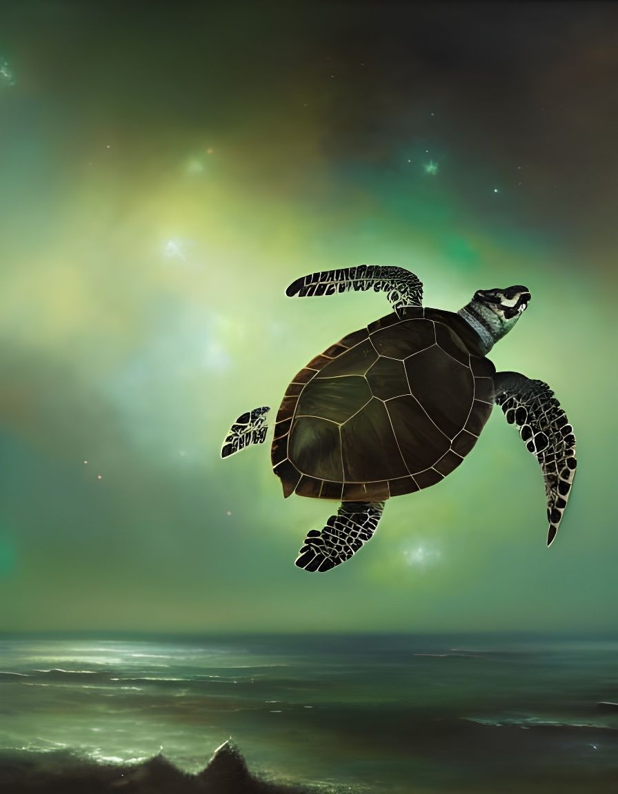Sea Turtle in a Bottle: Ethereal Galaxy Art