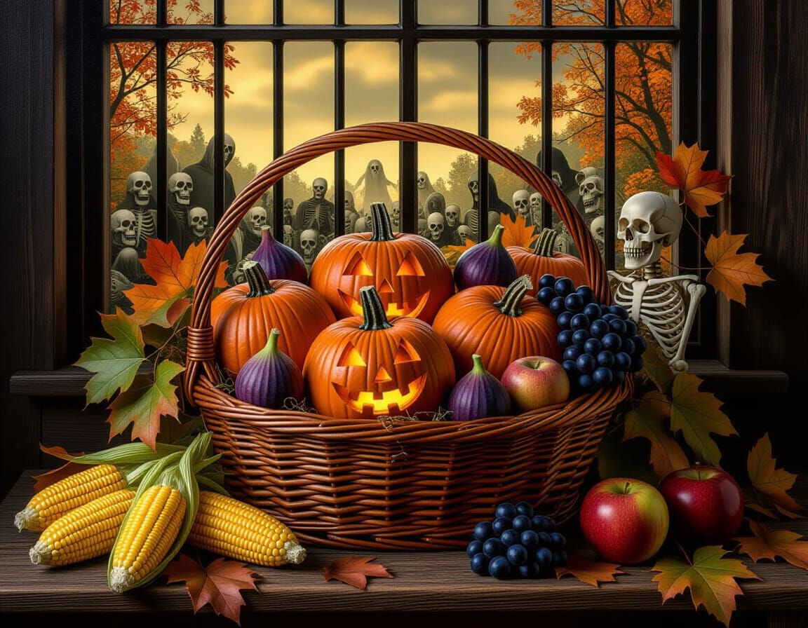 Baroque harvest with skeletons