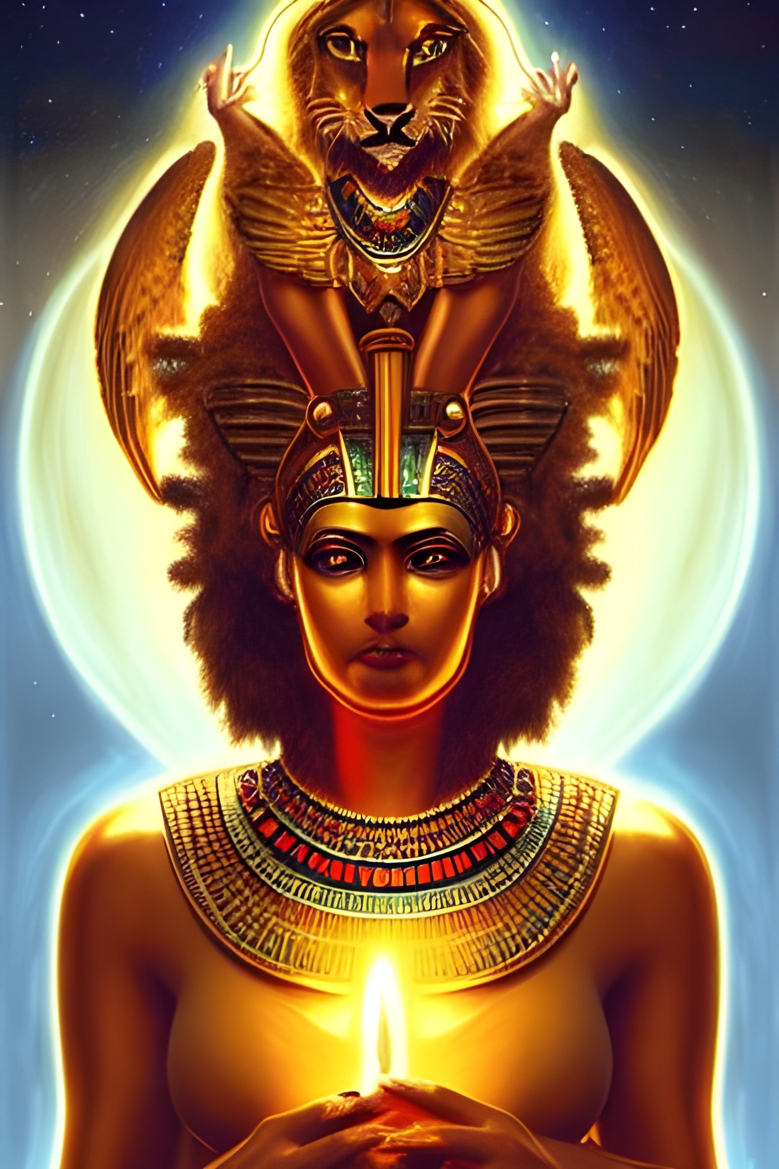 Sekhmet: Egyptian Goddess with Fiery Halo