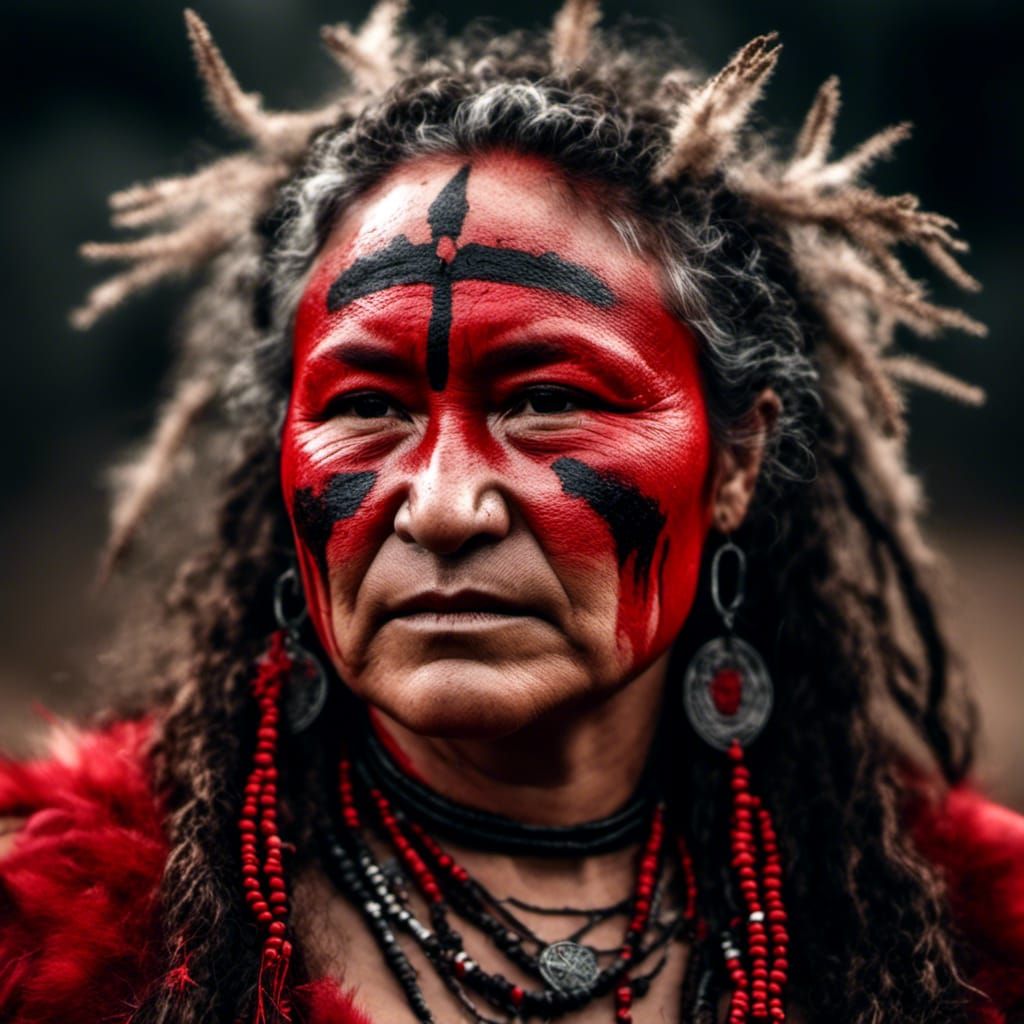 Native Woman with Red Handprint: MMIW Symbolism