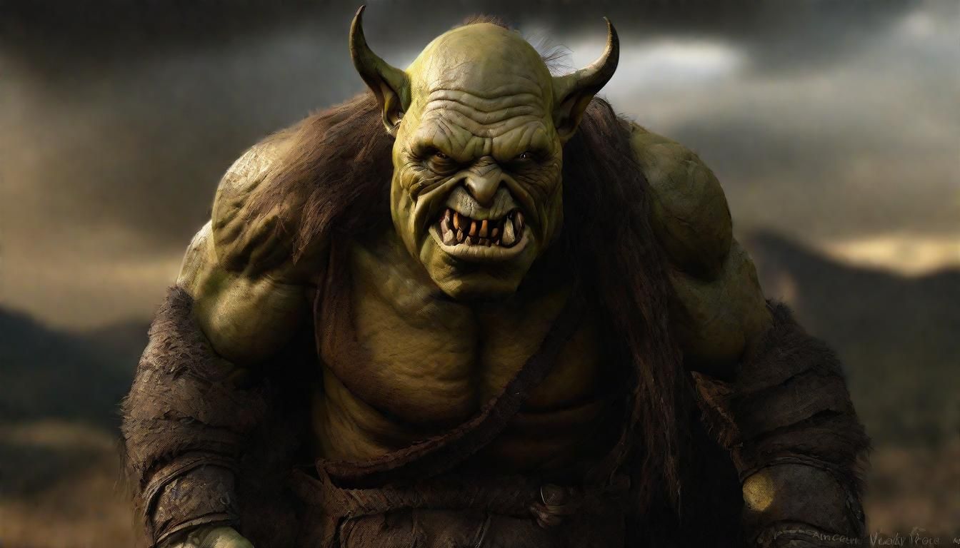 Orc Portrait on Battlefield in Detailed Matte Painting