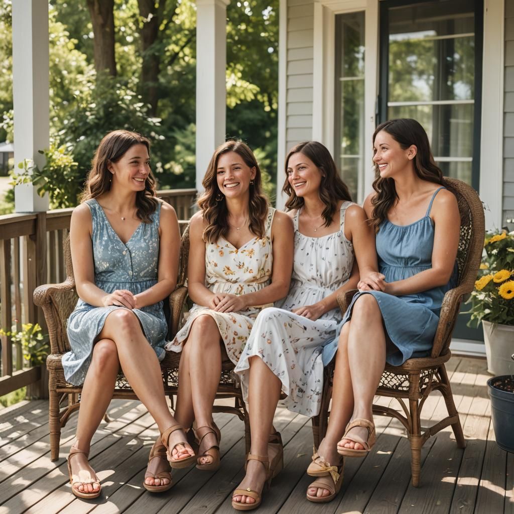 Sisters Enjoying Sunshine on Porch: Professional Photography