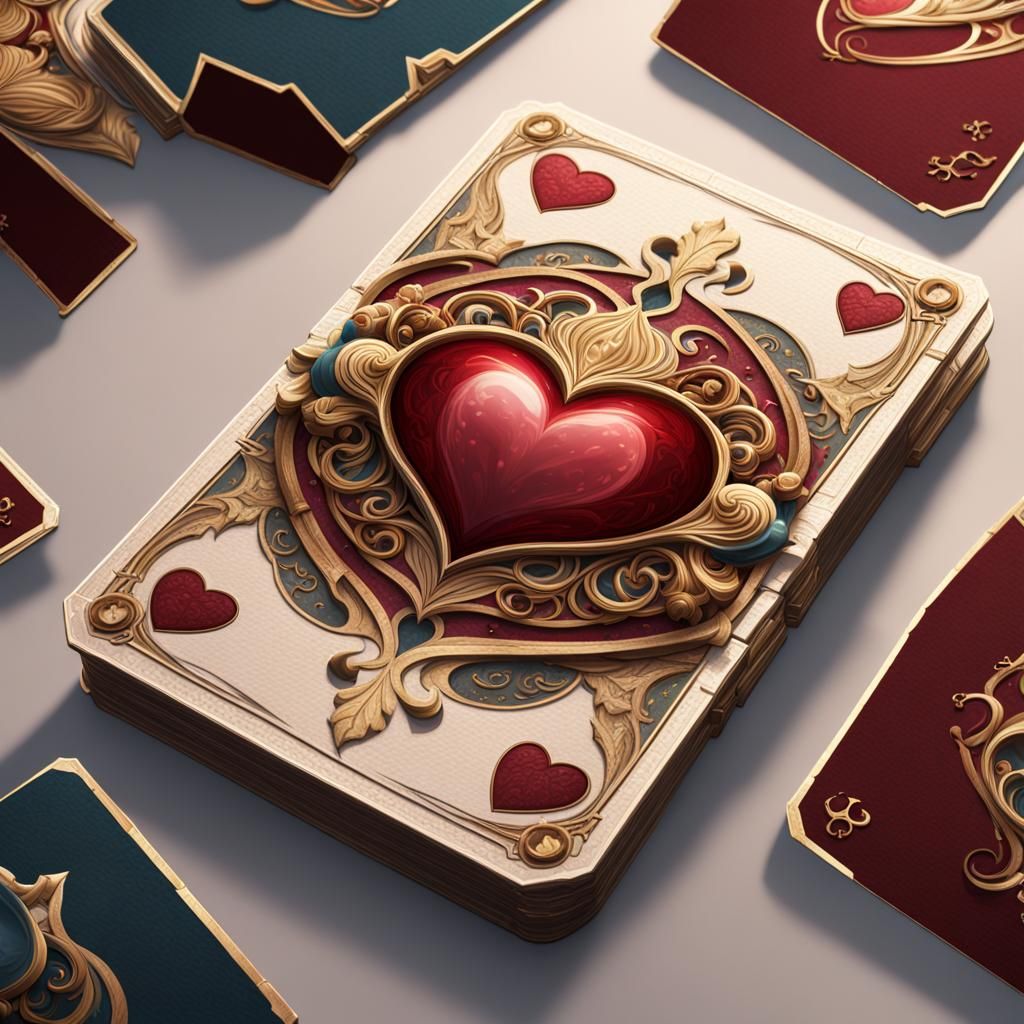Hearts Card Game in Detailed Matte Painting Style