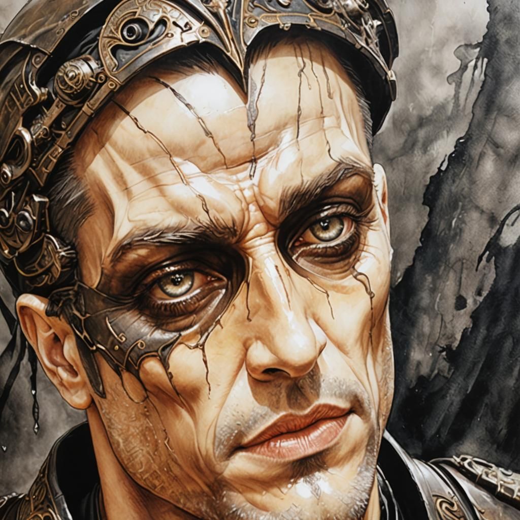 Two-Faced Necromonger in Dark Robes as Oil Painting