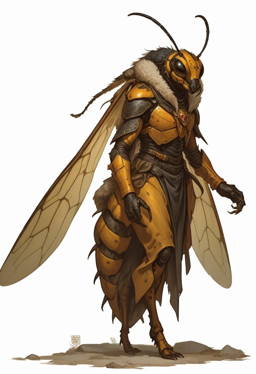 Elegant Wasp Queen in Heroic Fantasy Style