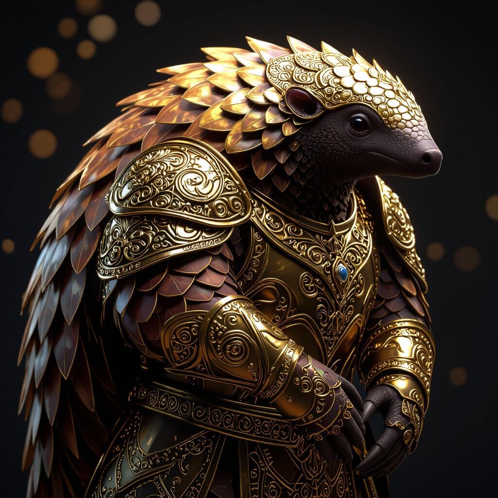 Adult Pangolin in Ornate Gold Armor