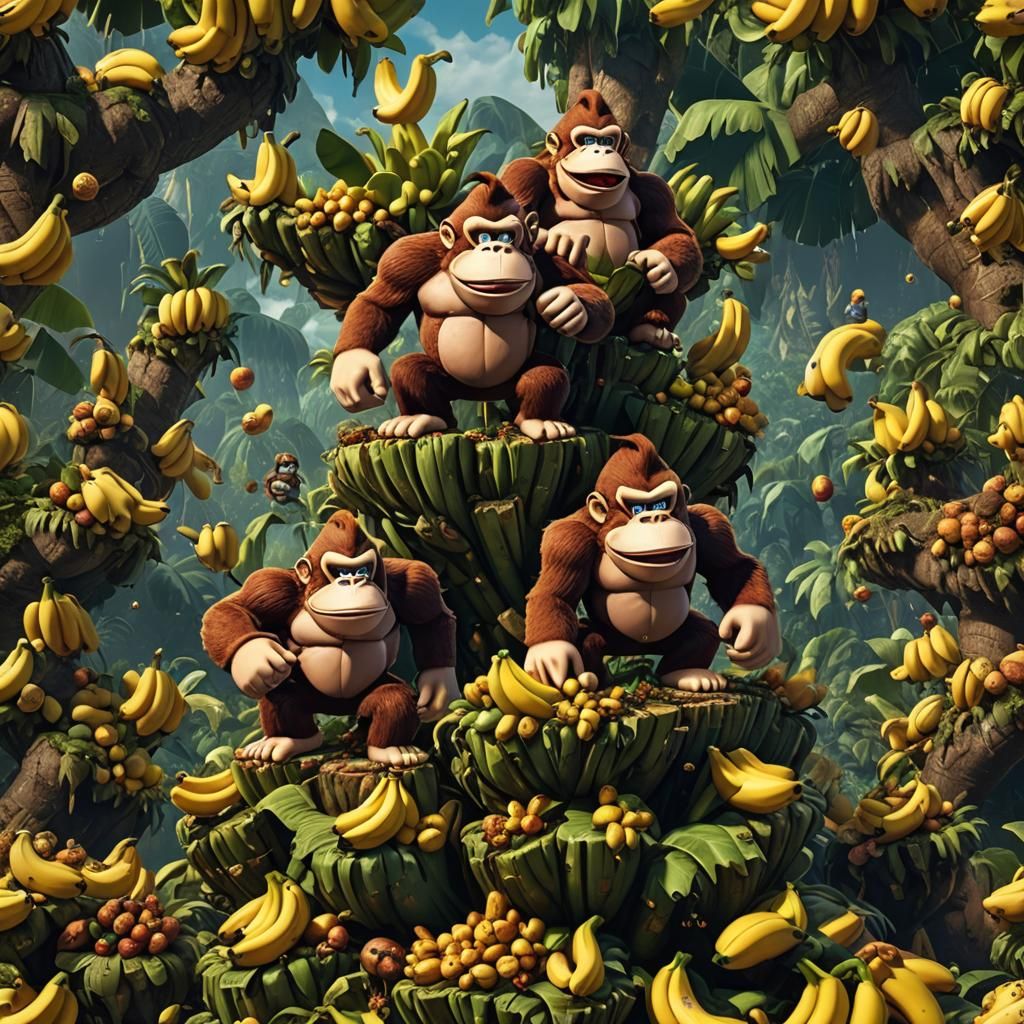 Donkey Kong's Banana Hoard: Detailed Matte Painting