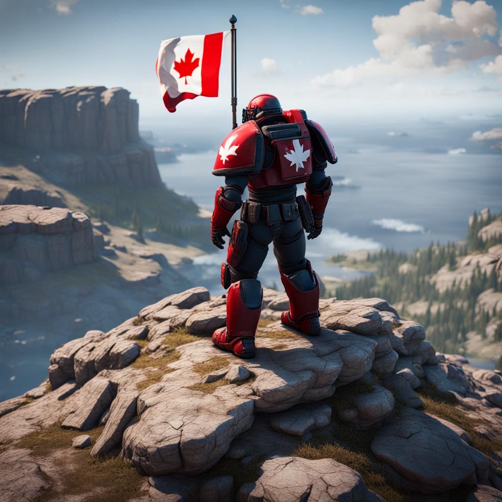 Space Marine CADPAT Armor Overlooking Battlefield in 3D