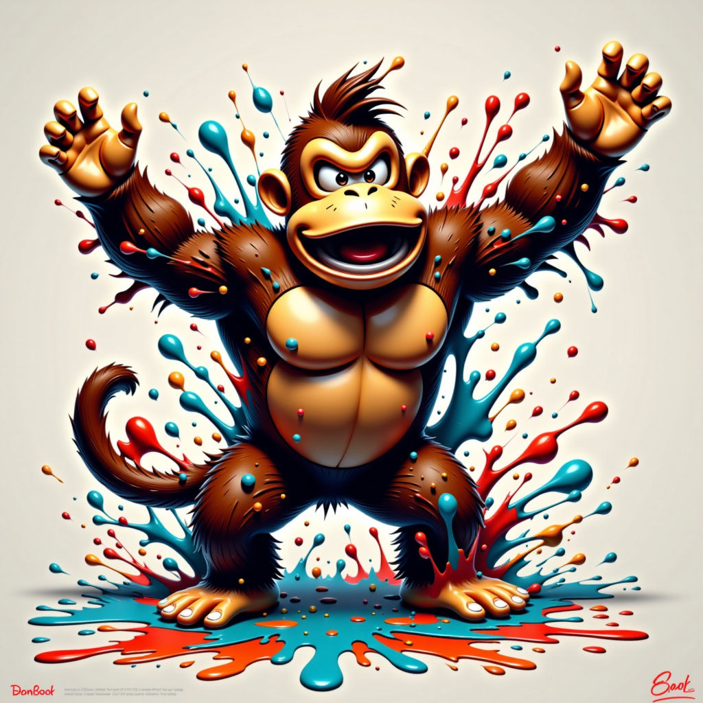 Donkey Kong in a Splatter Art Style