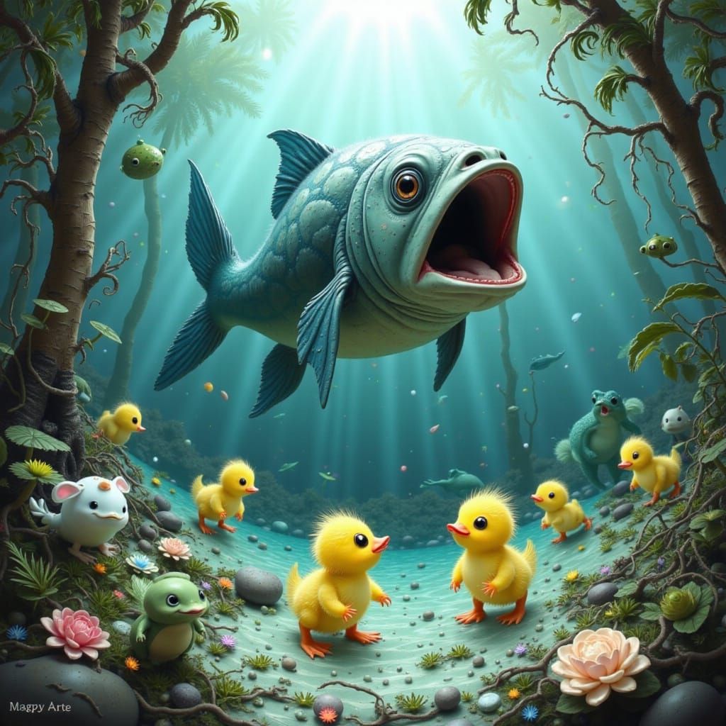 Whimsical Sea Monster Hunt in Storybook Style