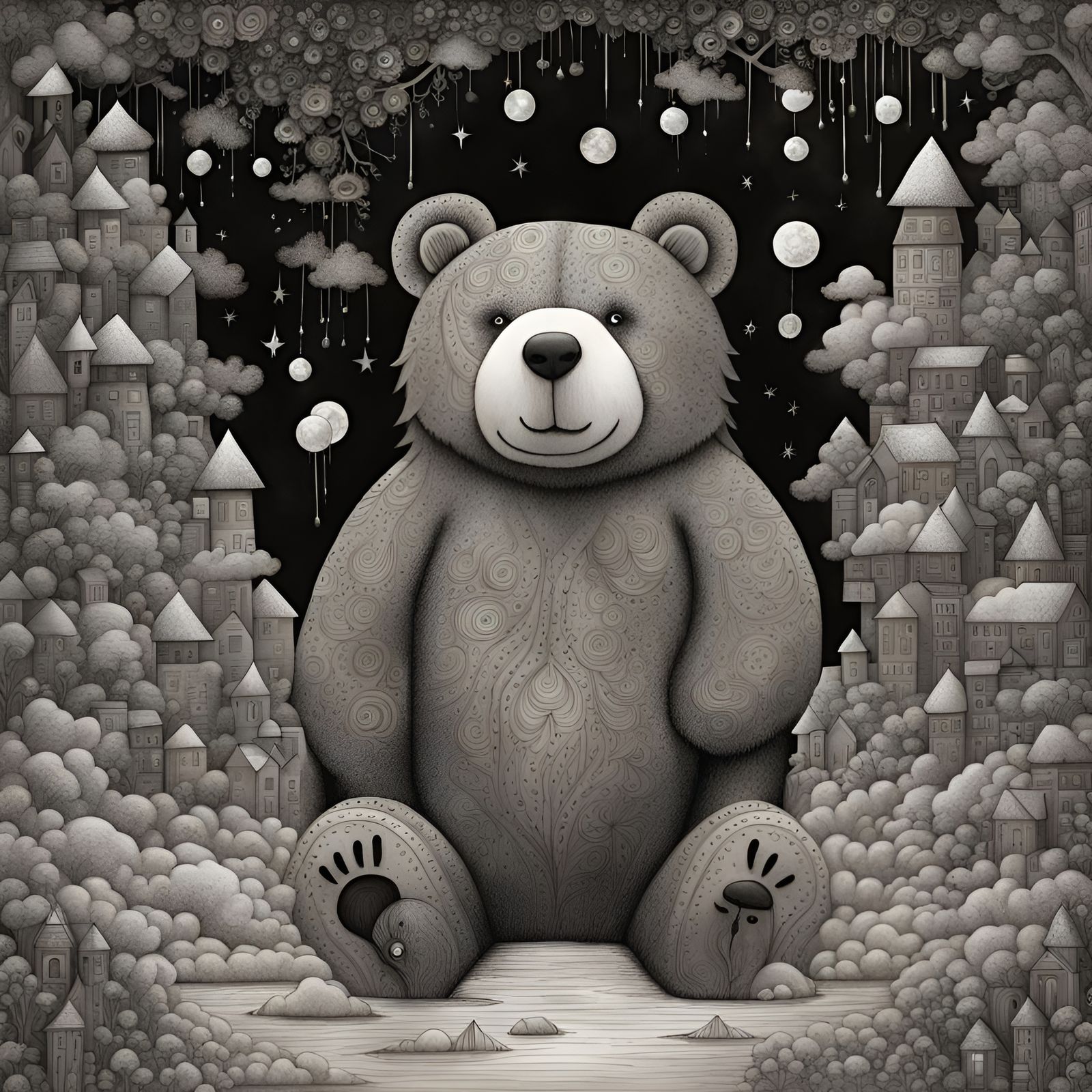 Detailed Fantasy Bear in Comic Book Art Style