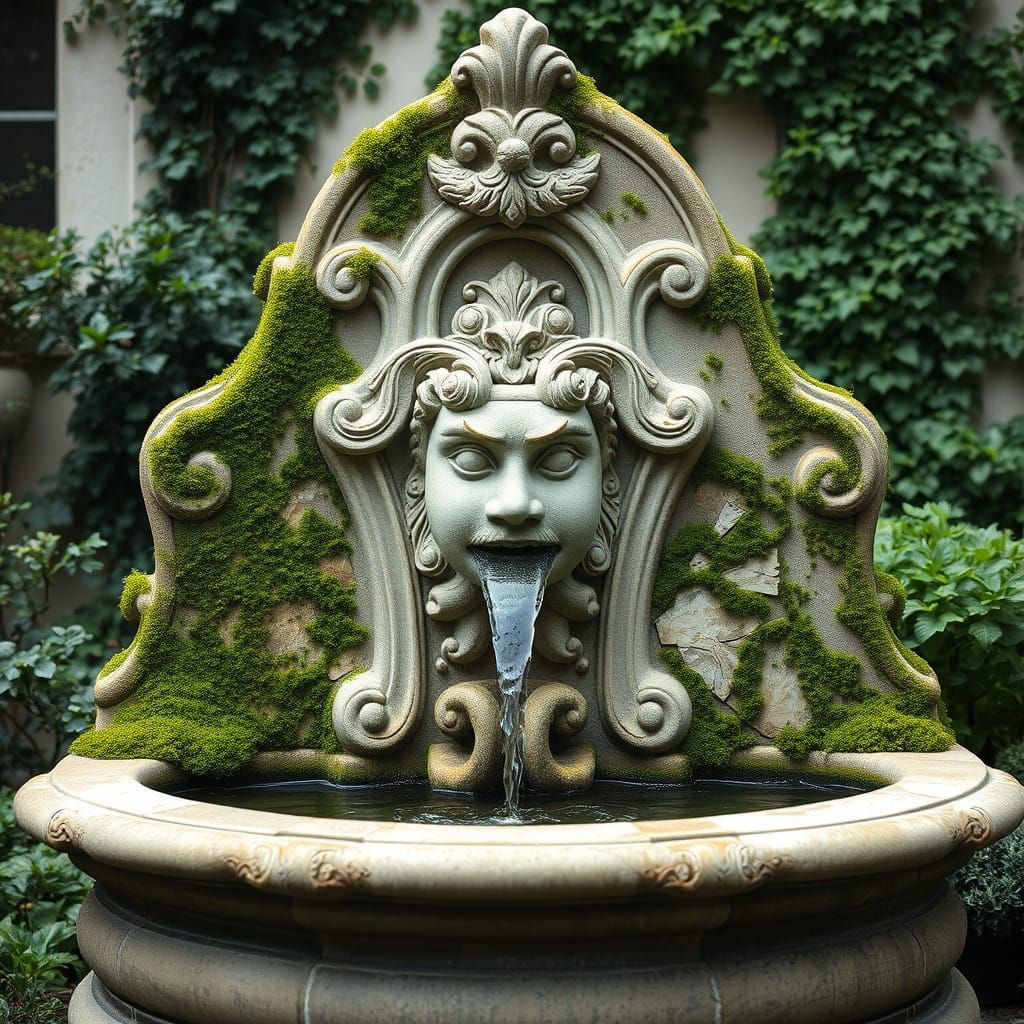 Elegant 19th-Century French Garden Fountain in Art Nouveau S...