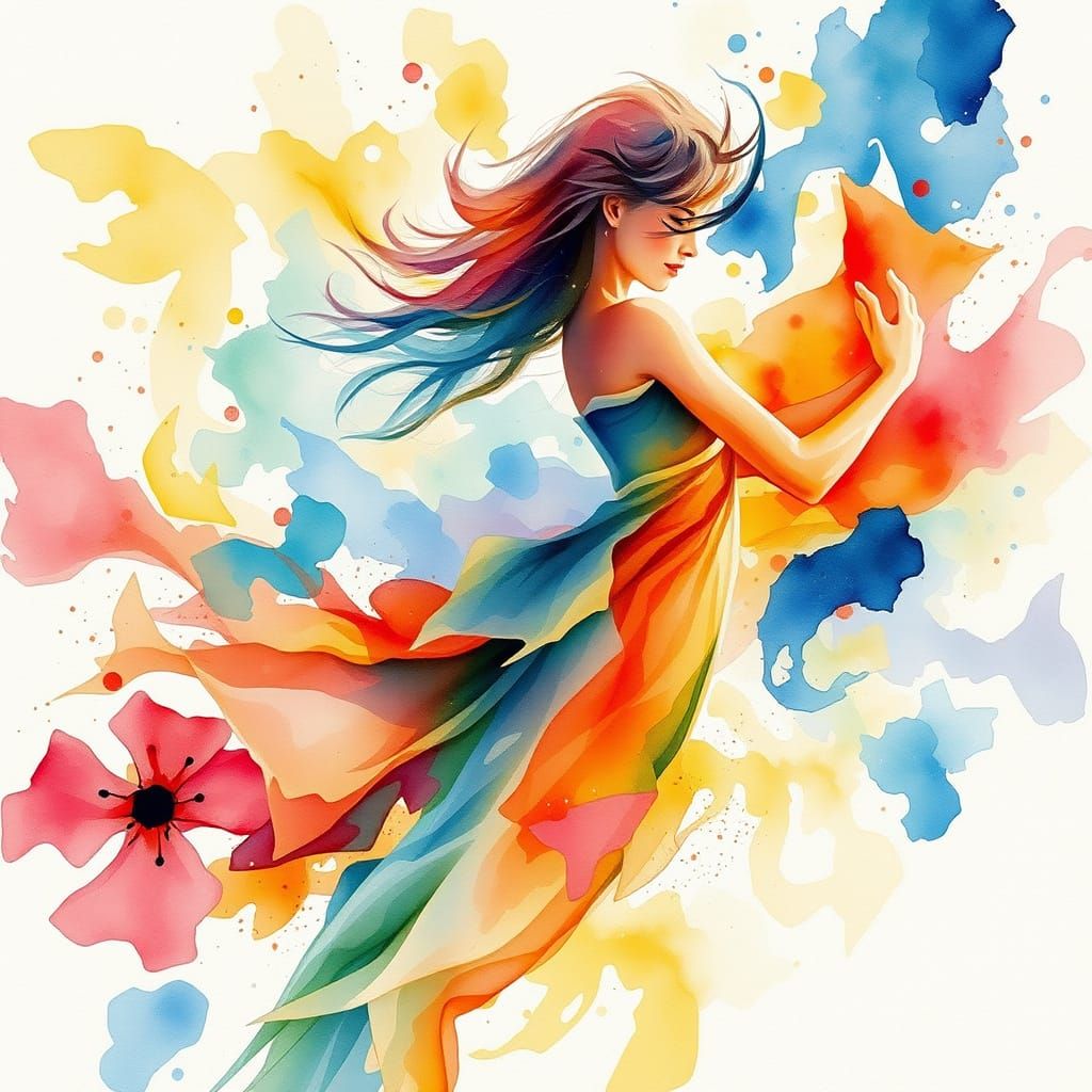 Elegant Watercolor Fusion Radiating Untamed Beauty