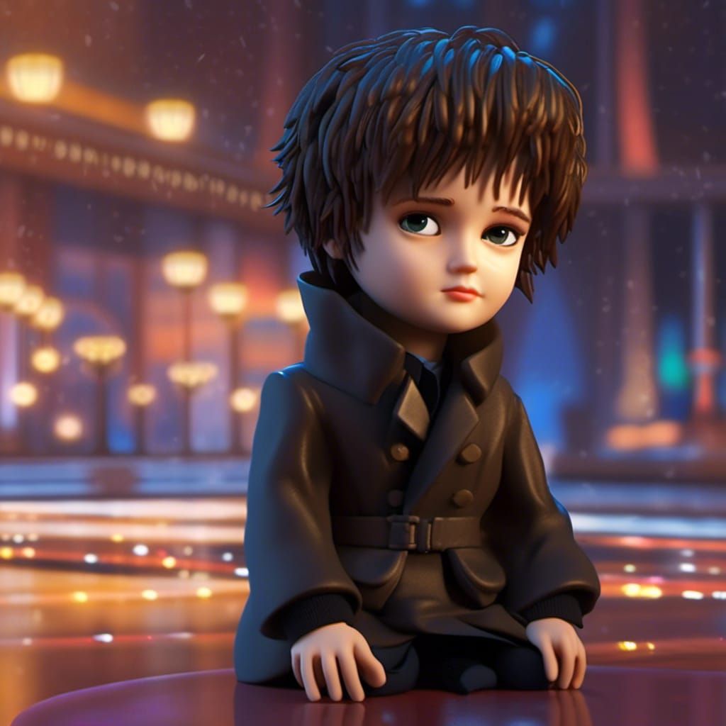 Chibi Anime Character Inside the TARDIS in 3D