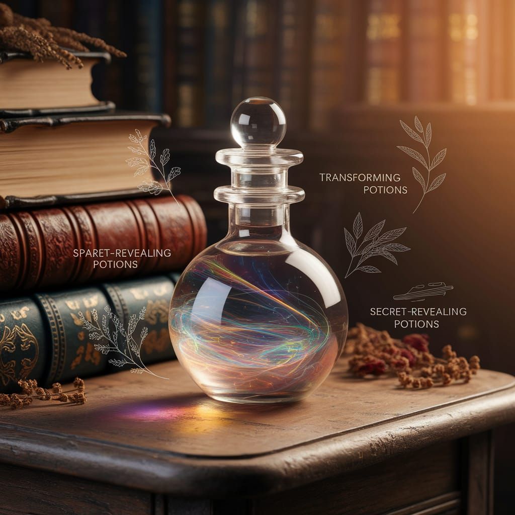 Ornate Potion Bottle Bathed in Golden Light