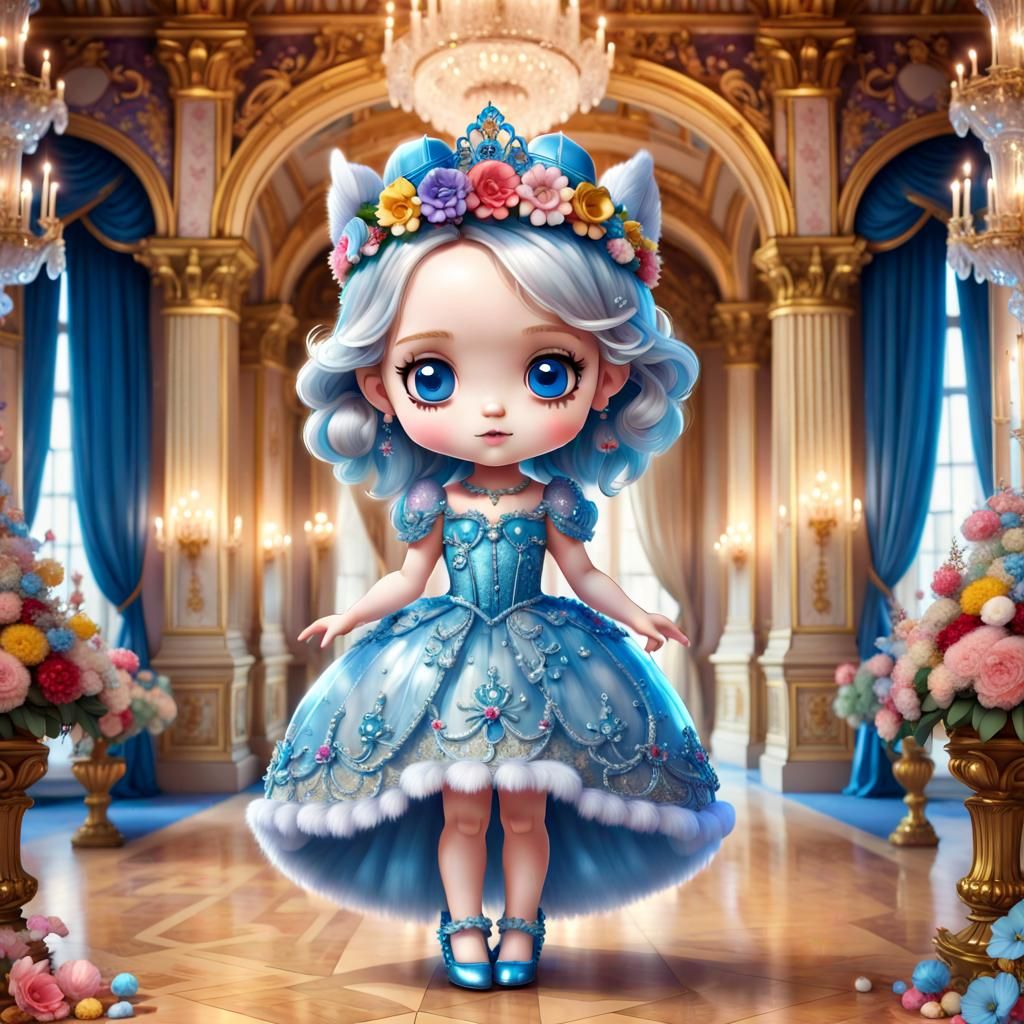 Chibi Princess in Palace Ballroom, Candy Art Style