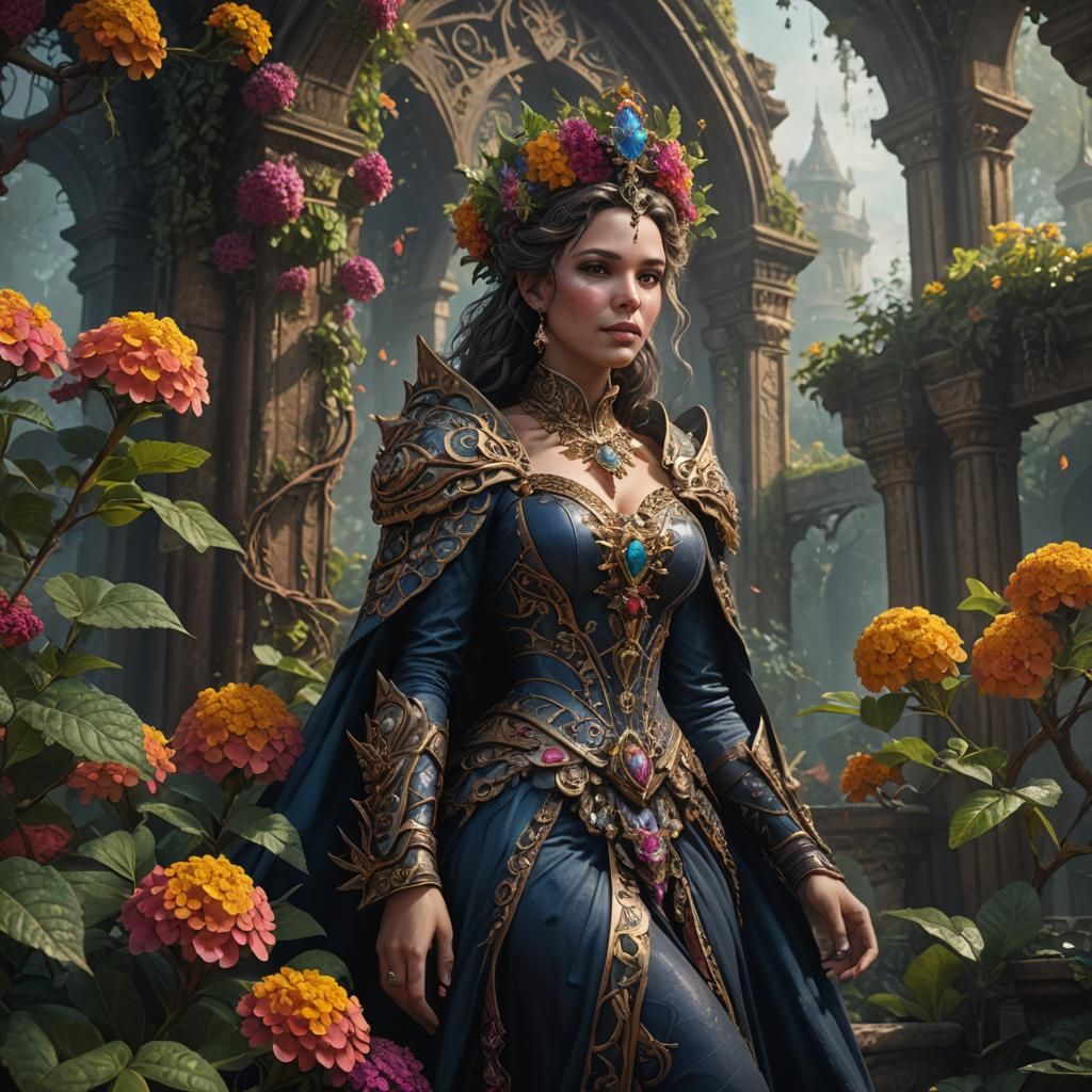 Lantana Queen: Detailed Matte Painting in Deep Color
