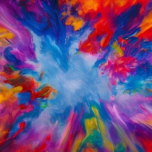 Surreal Figures Embrace in Shimmering Void