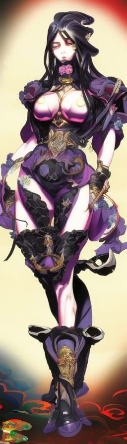 Villainous Anime Waifu Illustration in Japanese Style