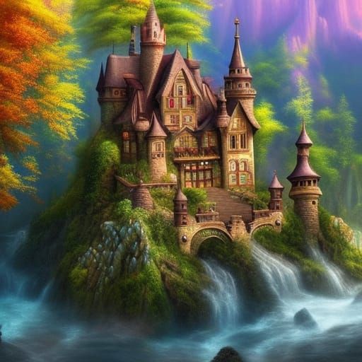 Ethereal Fantasy Houses in Vibrant Colors