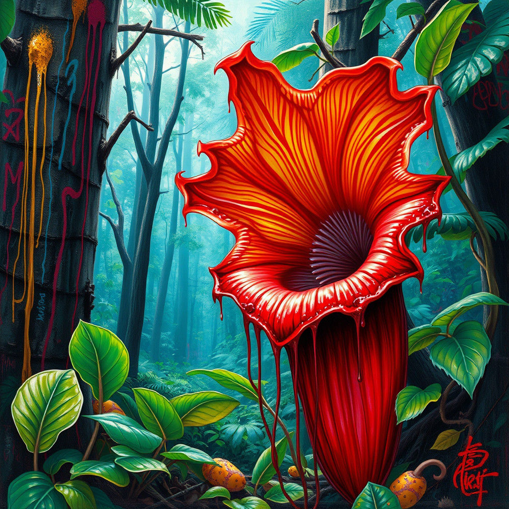 Majestic Rafflesia Bloom with Graffiti Art
