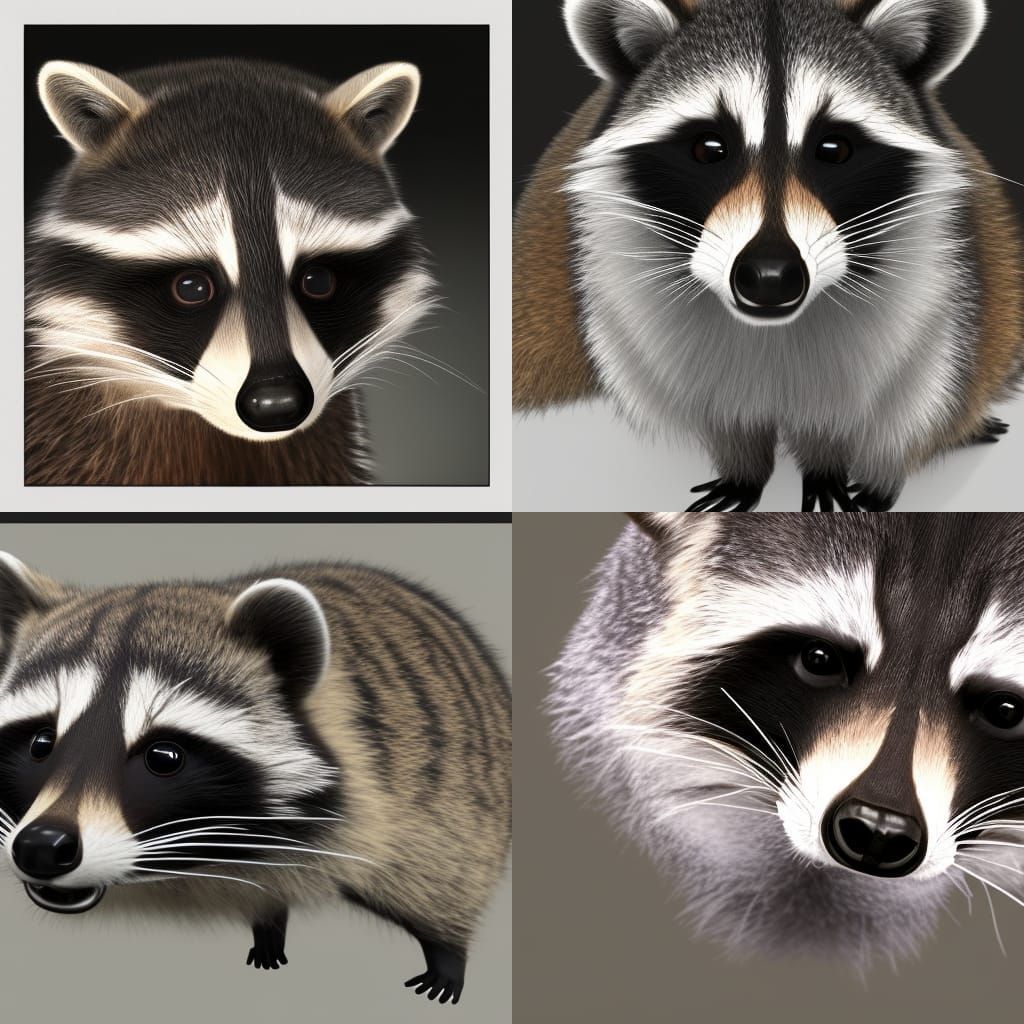 Realistic 3D Raccoon with Advanced Shading