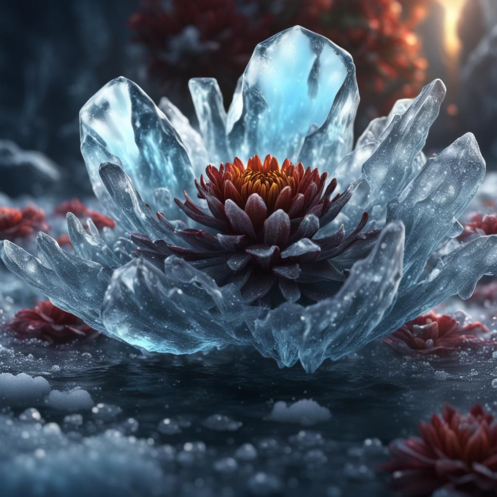 Iced Flower: Detailed Matte Painting in Deep Color