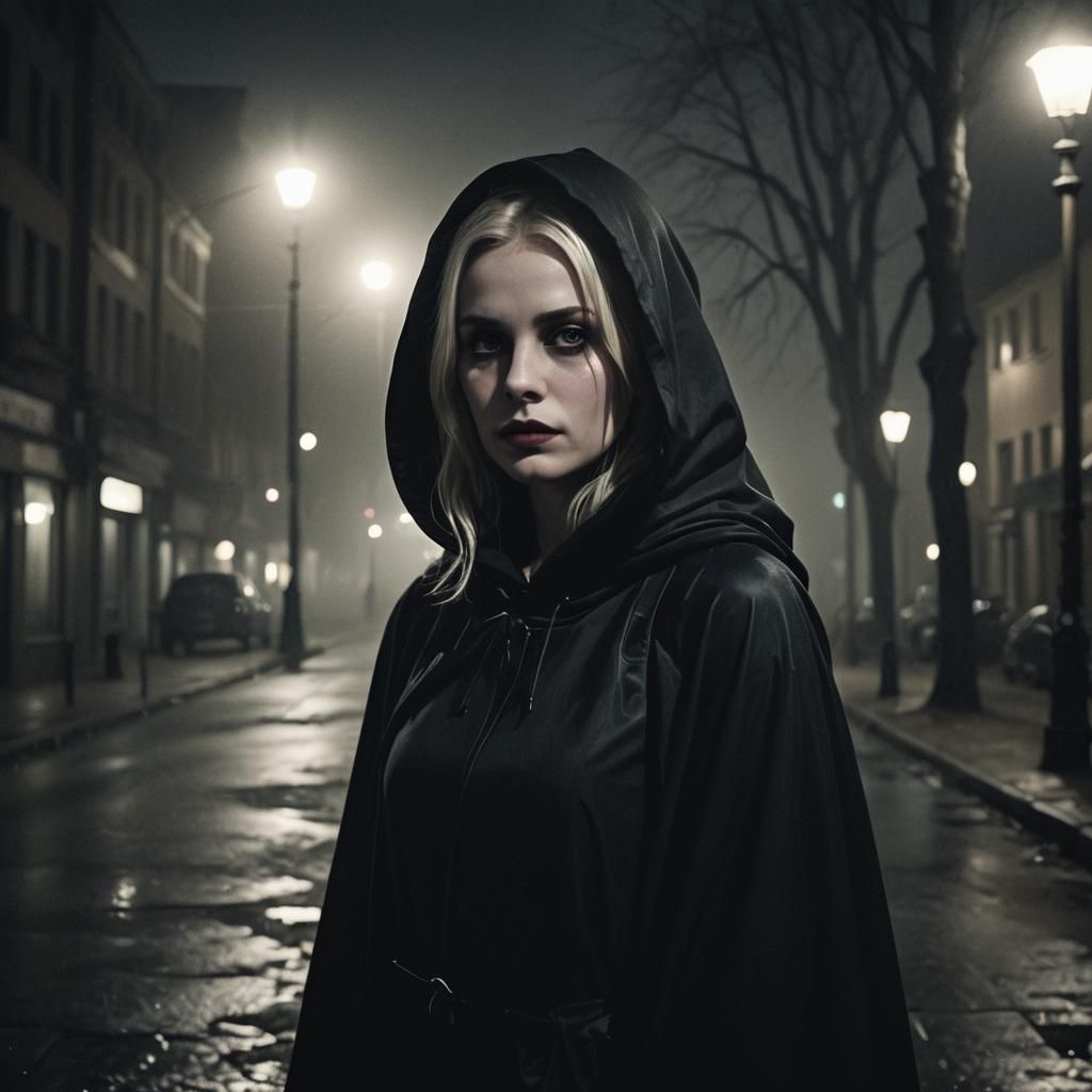 Gothic Woman in Film Noir Style