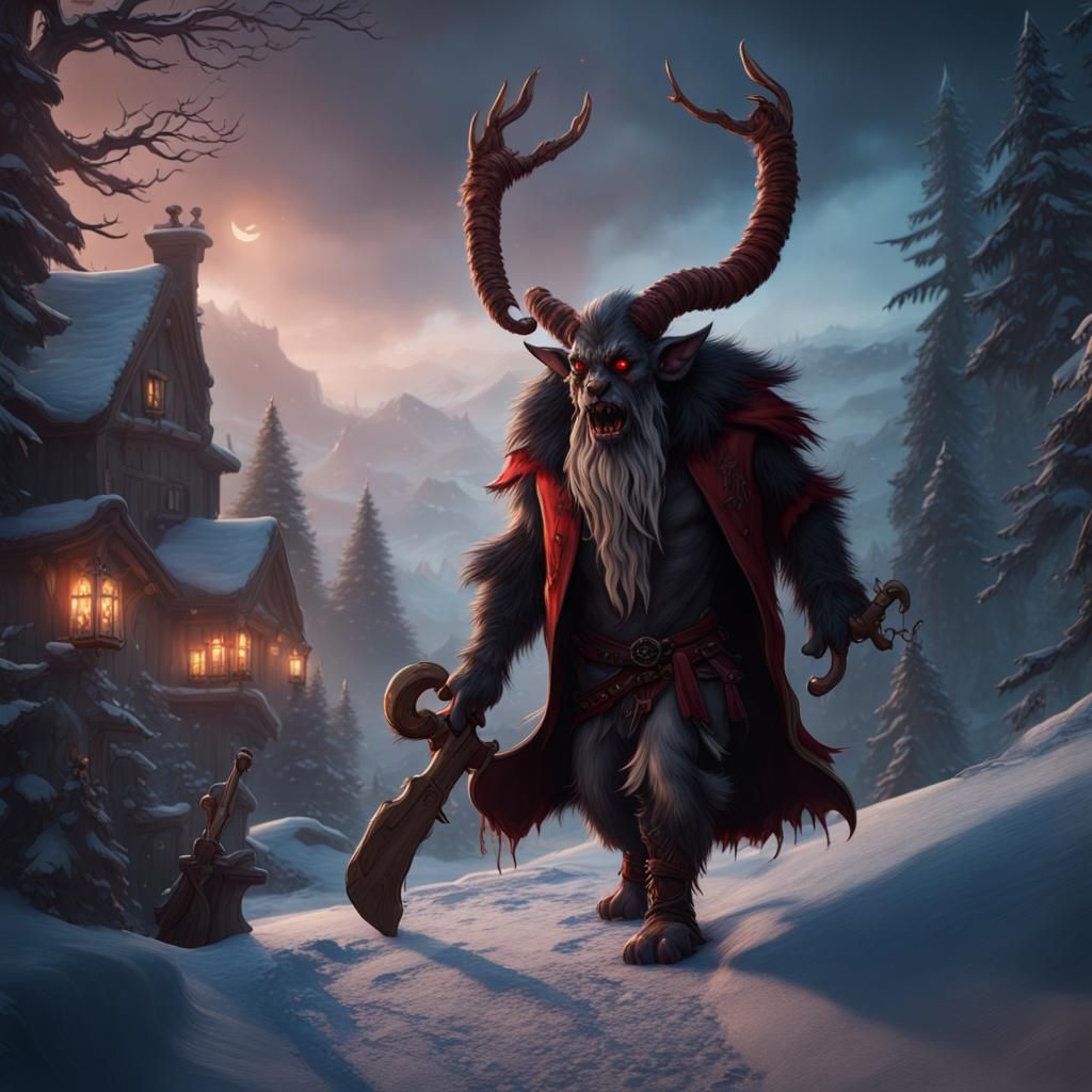 Detailed Matte Painting of a Krampuslauf