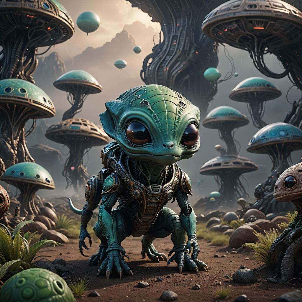 Cute Alien Pet in a Digital Matte Painting