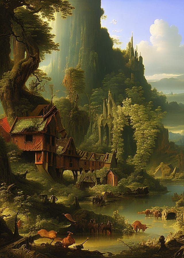 Post-Apocalyptic Landscape in Style of Bosch and Brueghel