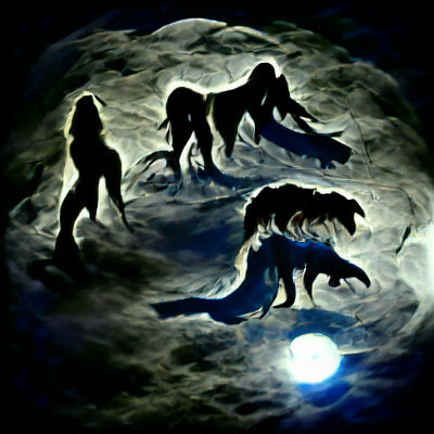 Werewolf Howling at the Moon in the Night