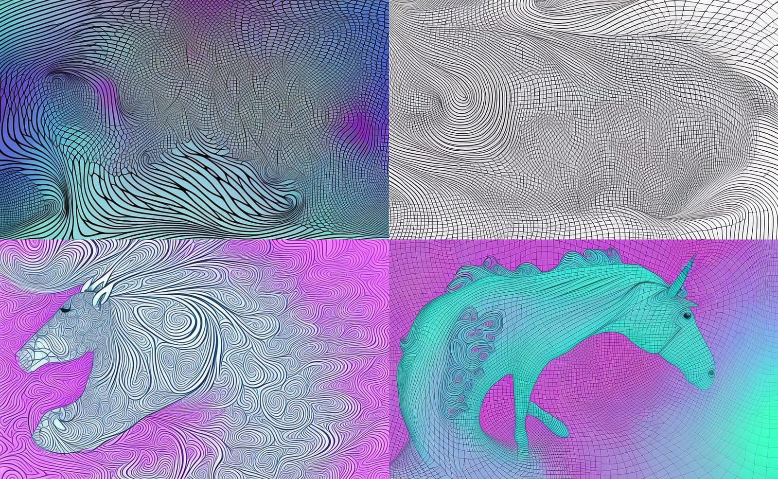 Abstract Unicorn Vector Fractal in Zentangle Style