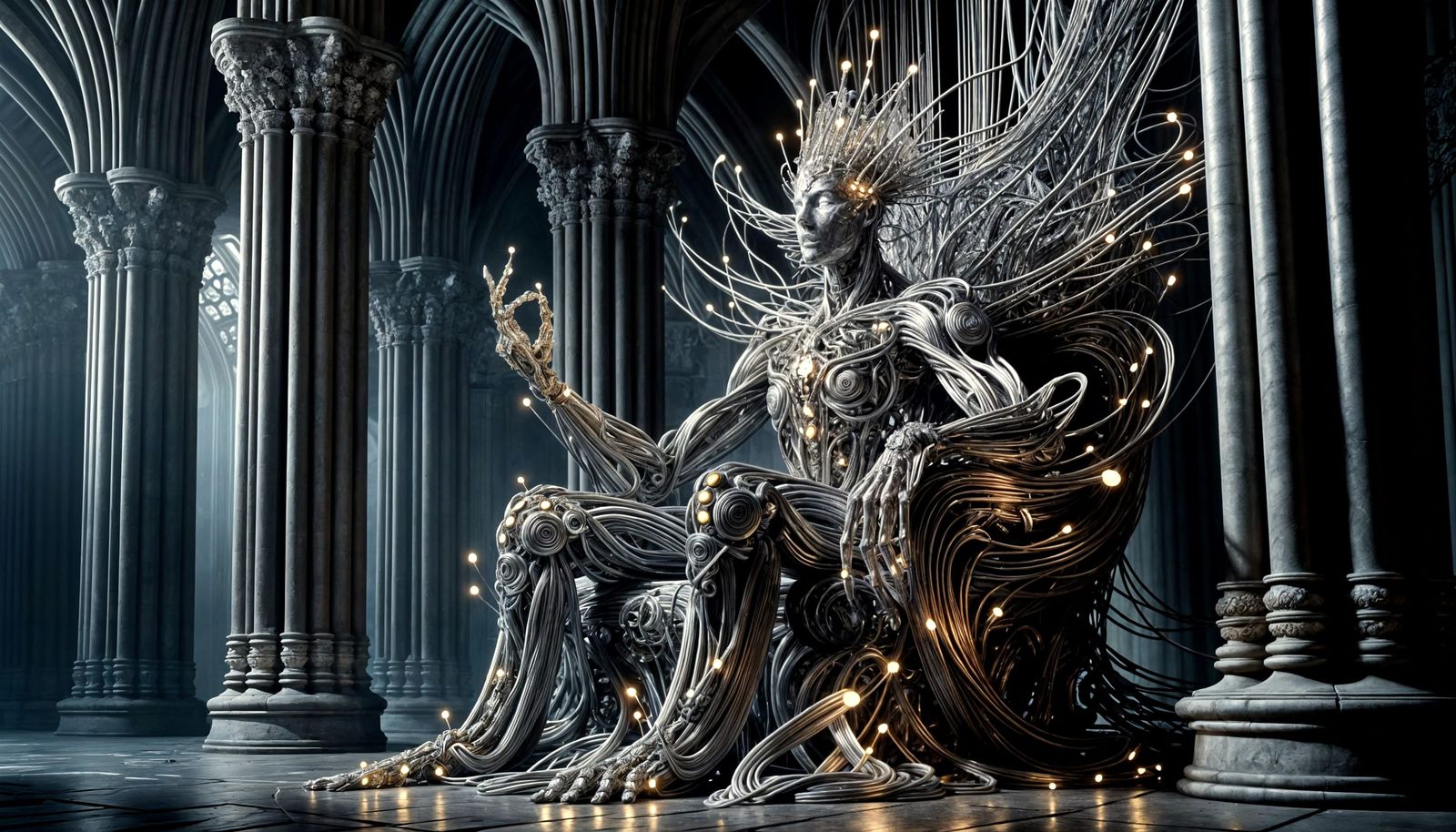 Intricate Wire Sculpture on Cable Throne