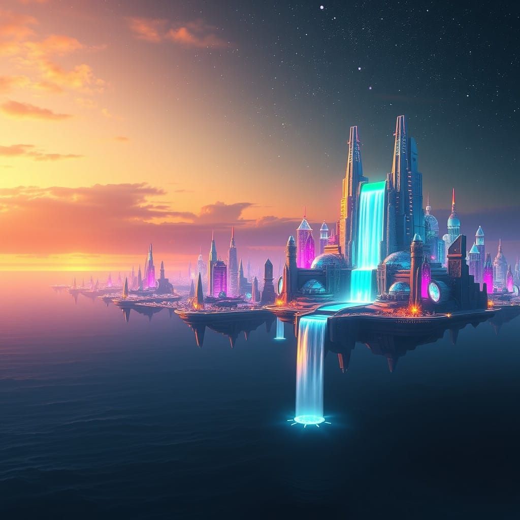 Surreal Cityscape Dreams in a Fusion of Sci-Fi and Fantasy