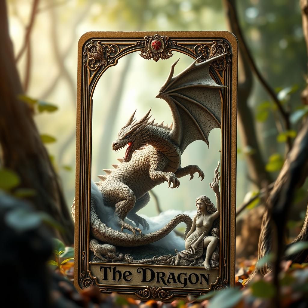 Dragon Emerges from Tarot Card: 3D Fantasy Art