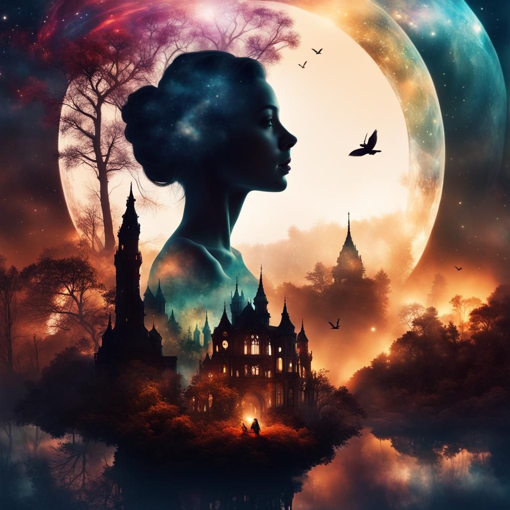 Fairytale Double Exposure Collage in Matte Painting Style