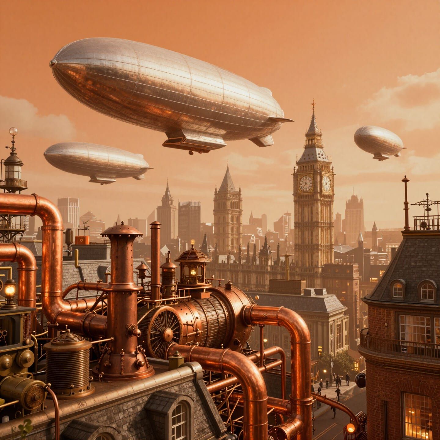 Retro-futurist steampunk London