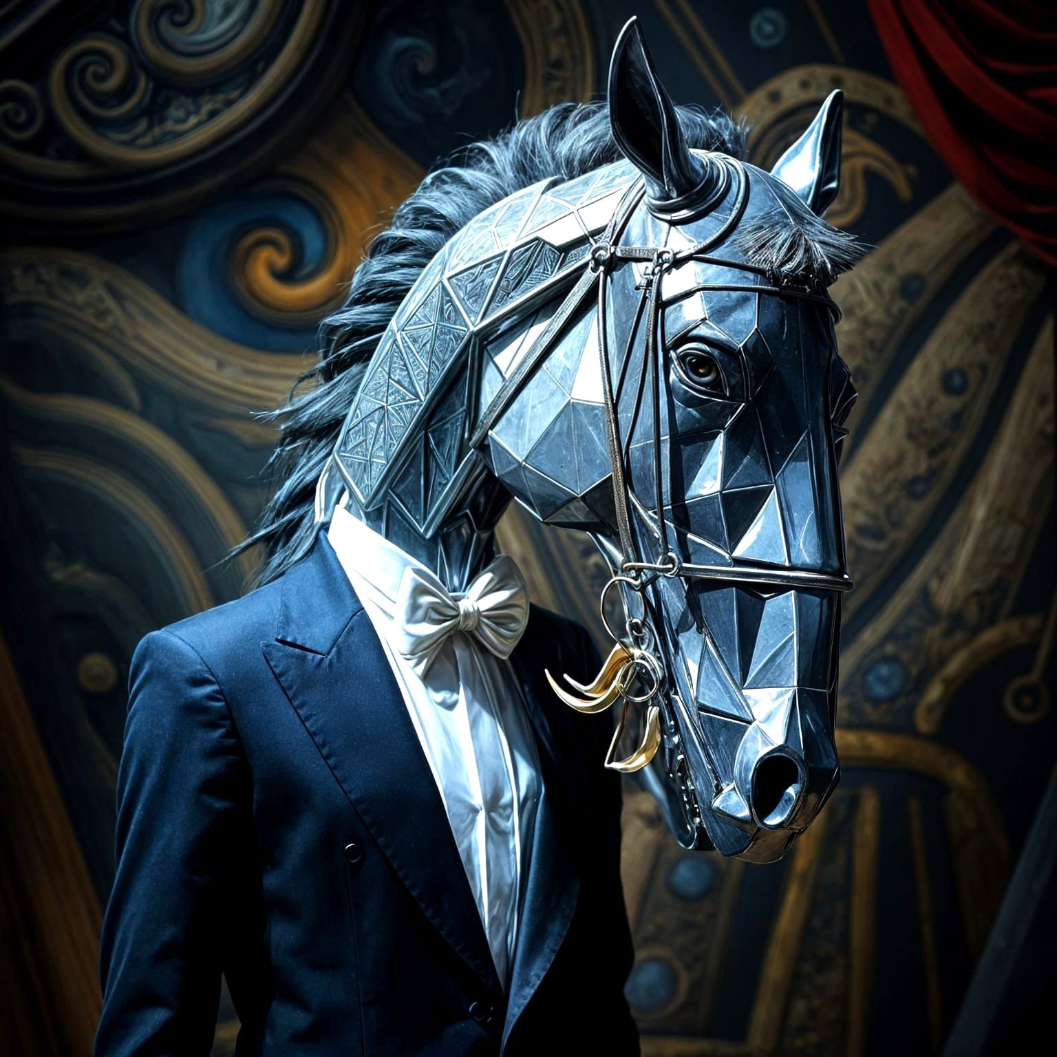 Surreal Geometric Horse in Dali Style