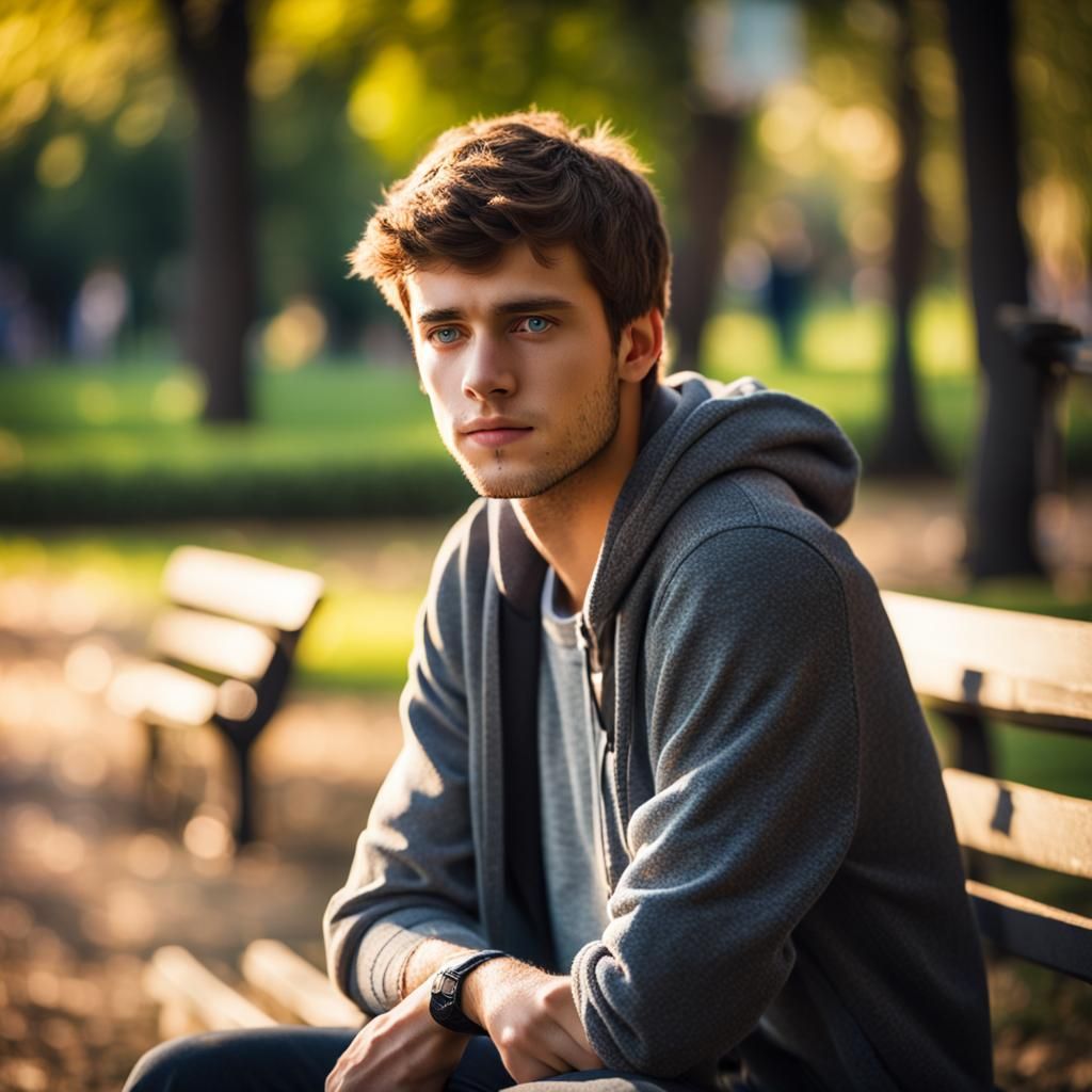 Despondent College Student Portrait in Natural Light