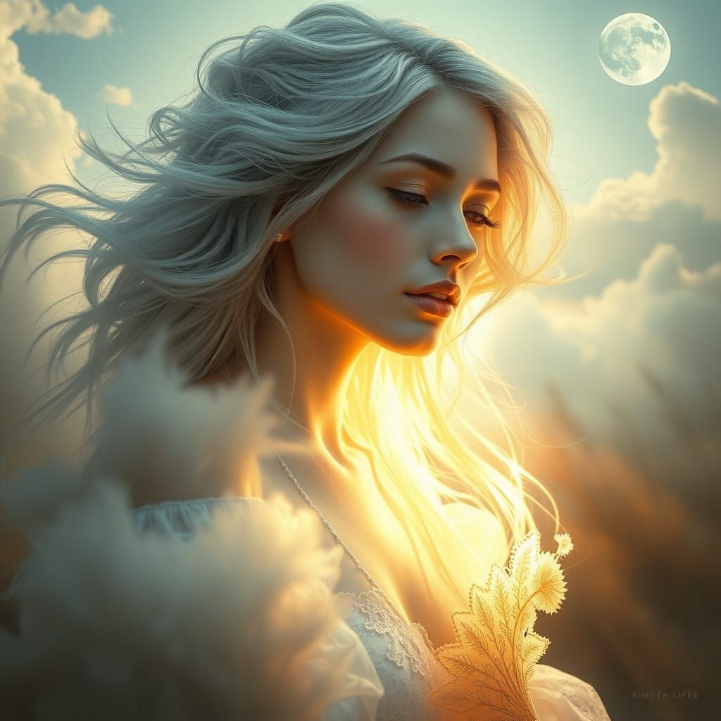 Mystical Woman Lost in Ethereal Forest Glow